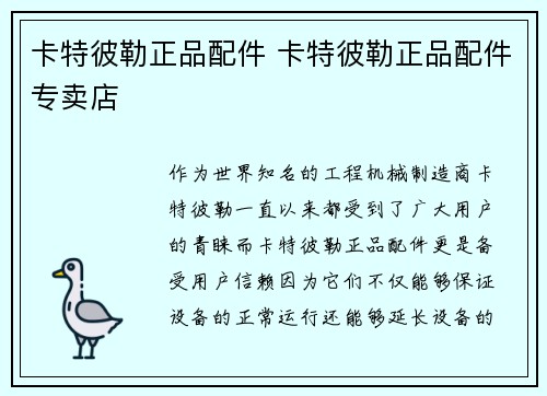 卡特彼勒正品配件 卡特彼勒正品配件专卖店 卡特彼勒正品配件 卡特彼勒正品配件专卖店